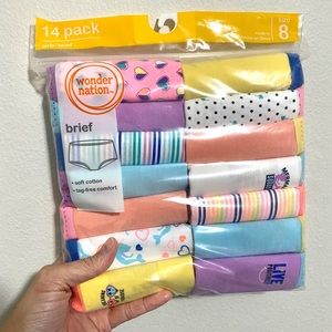 Wonder Nation, Girl’s Briefs Size 8 NWT Tag Free Cotton 14 Pk